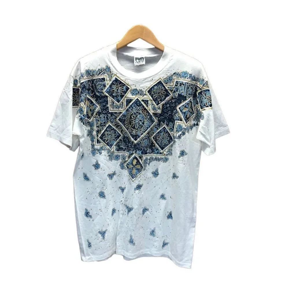 Vintage Single Stitch NWT Fun Art Handpainted Shoulder Pad Southwestern Shirt On